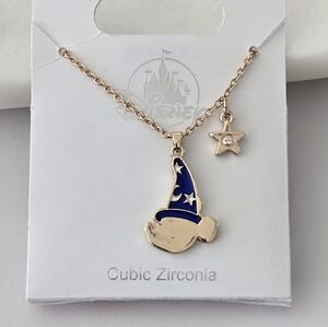 Disney Sorcerer Mickey Mouse Necklace – Gold Tone & Blue Enamel Fantasia